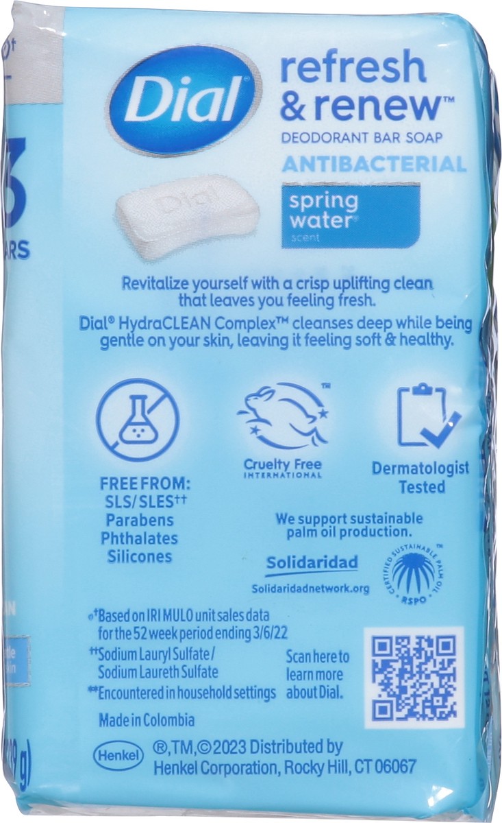 slide 8 of 9, Dial Spring Water Antibacterial Deodorant Bar Soap, 3 ct; 4 oz
