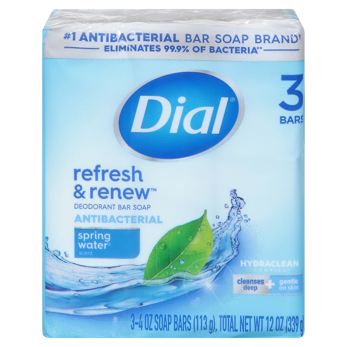 slide 1 of 9, Dial Spring Water Antibacterial Deodorant Bar Soap, 3 ct; 4 oz