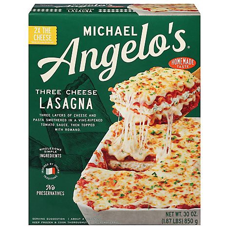 slide 1 of 1, Michael Angelo's Three Cheese Lasagna 30oz - 30 OZ, 30 oz