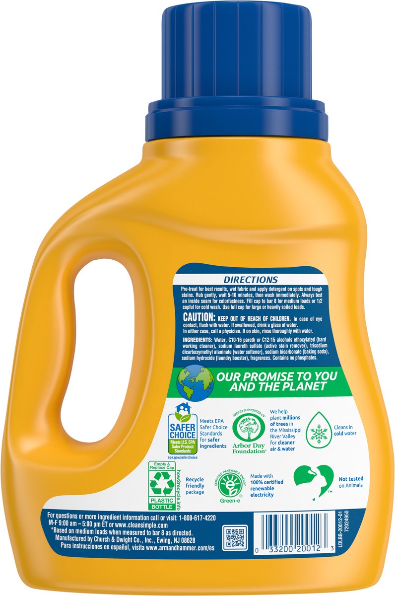 slide 8 of 12, ARM & HAMMER Clean Simple, 21 Loads Liquid Laundry Detergent, 27.5 Fl oz, 1 ct