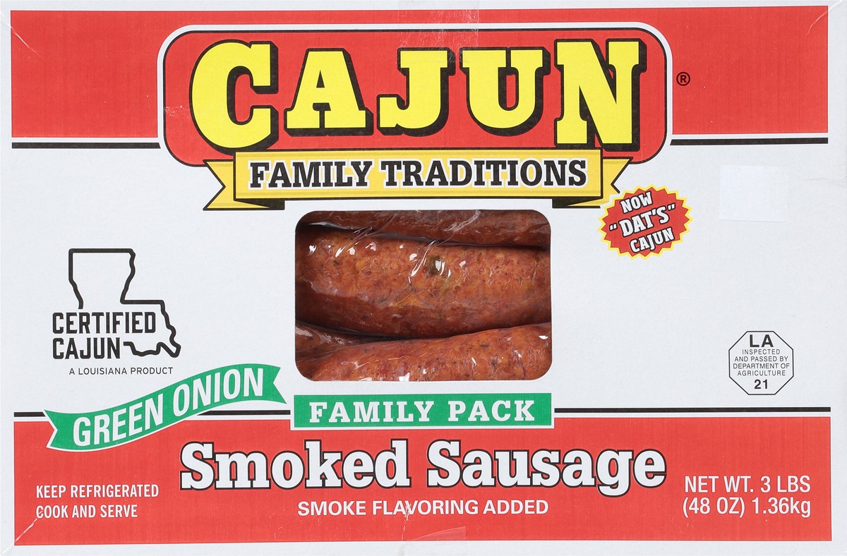 slide 7 of 14, Cajun Smoked Green Onion Sausage Family Pack 3 lb, 3 lb