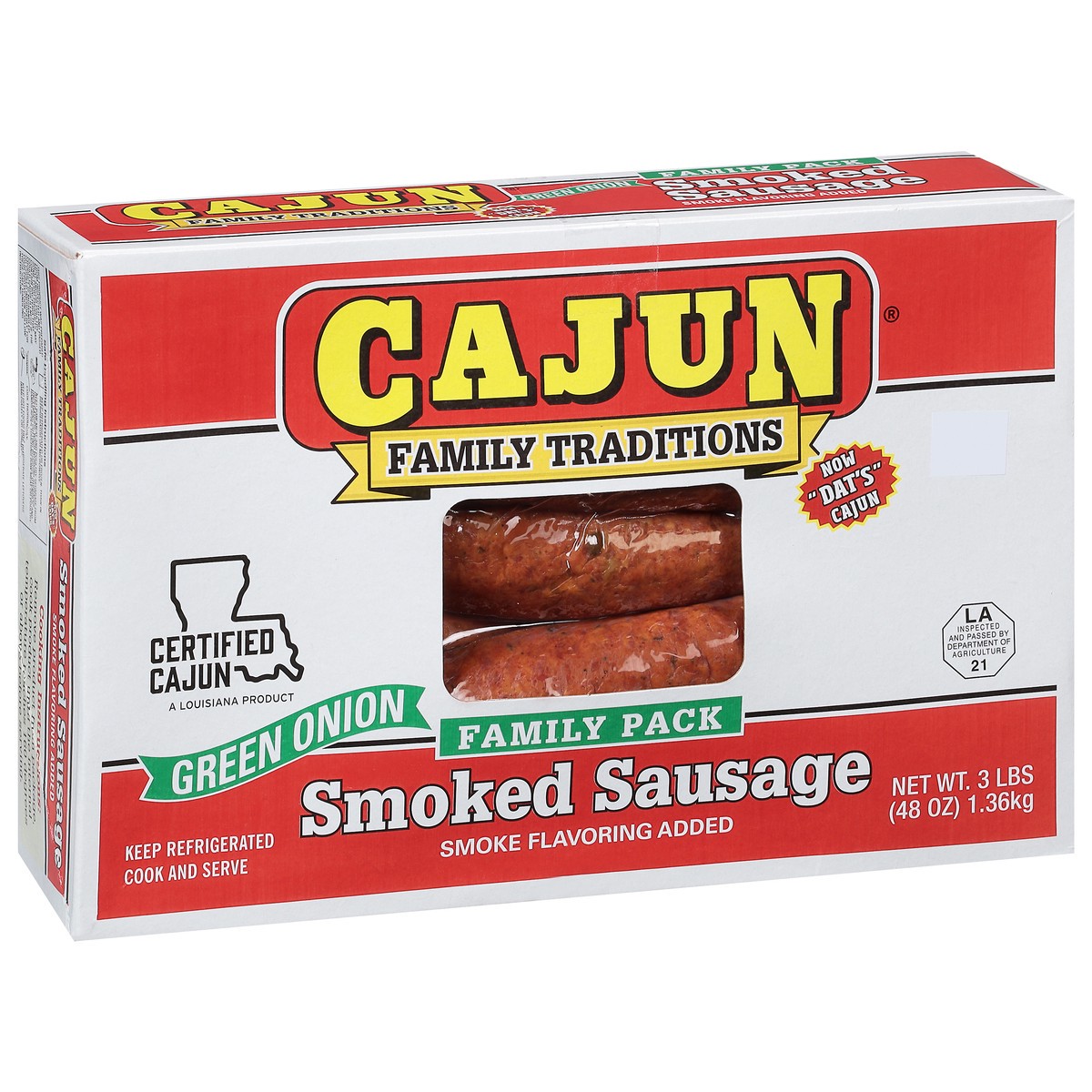 slide 3 of 14, Cajun Smoked Green Onion Sausage Family Pack 3 lb, 3 lb