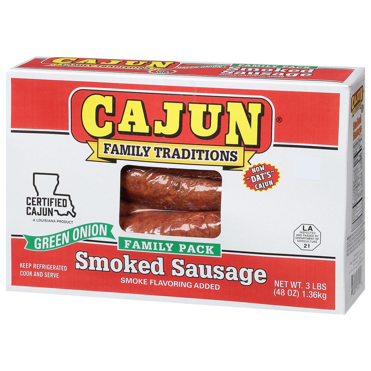 slide 5 of 14, Cajun Smoked Green Onion Sausage Family Pack 3 lb, 3 lb