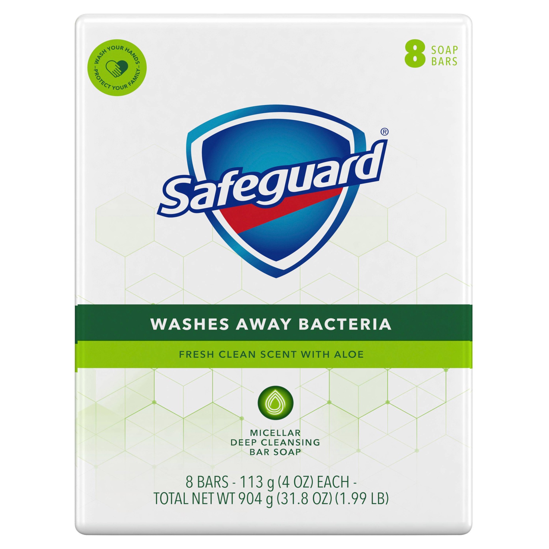 slide 1 of 3, Safeguard Antibacterial Soap Bar With Aloe, 8 ct
