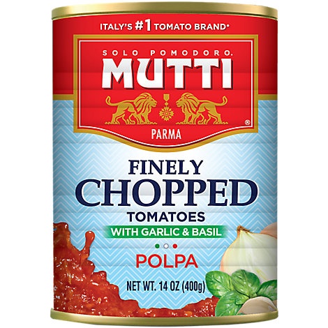 slide 1 of 1, Mutti Tomatoes Finely Chopped With Garlic And Basil, 14 oz