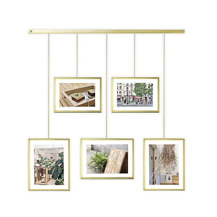 slide 1 of 5, Umbra Exhibit Wall Photo Frame Display - Matte Brass, 1 ct