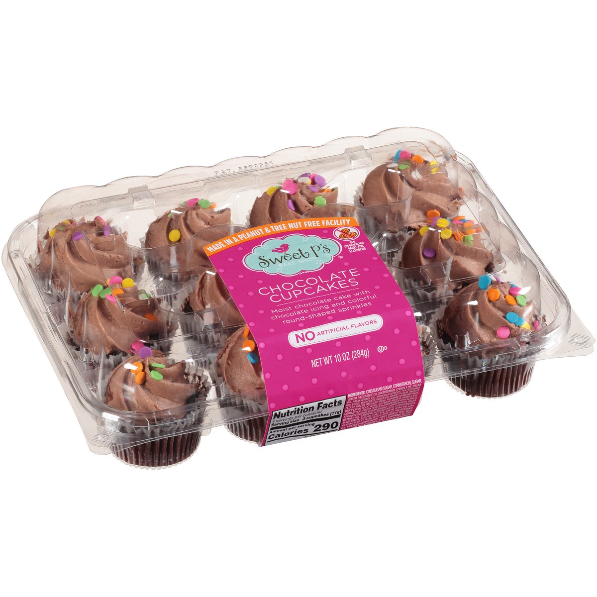 slide 11 of 14, Sweet P's Bake Shop Chocolate Cupcakes With Chocolate Icing And Colorful Round-Shaped Sprinkles, 10 oz