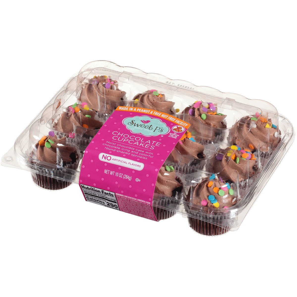 slide 6 of 14, Sweet P's Bake Shop Chocolate Cupcakes With Chocolate Icing And Colorful Round-Shaped Sprinkles, 10 oz