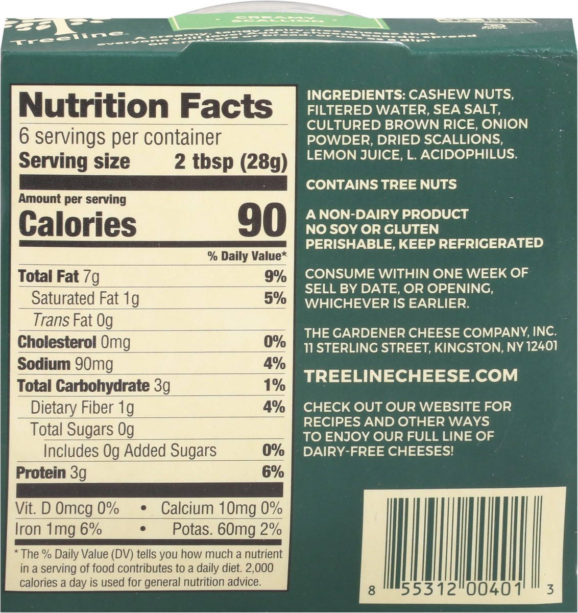 slide 14 of 14, Treeline Spreadable Creamy Scallion Cashew Cheese 6 oz, 6 oz