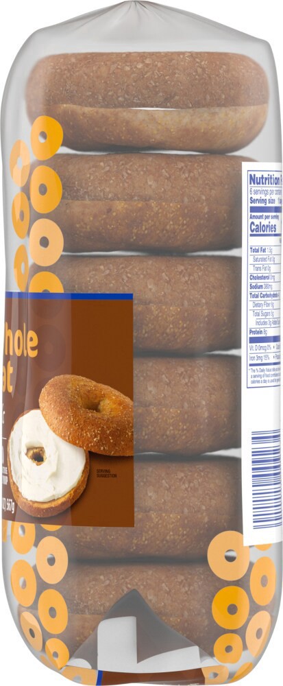 slide 4 of 6, Kroger 100% Whole Wheat Pre-Sliced Bagels, 1 ct