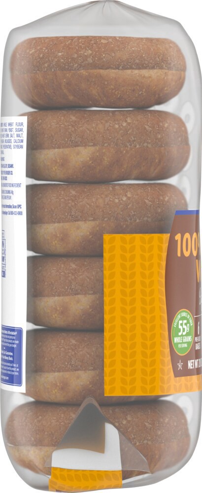slide 6 of 6, Kroger 100% Whole Wheat Pre-Sliced Bagels, 1 ct