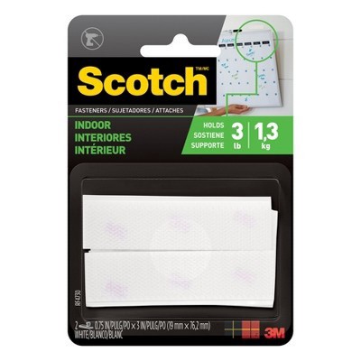 slide 1 of 17, Scotch Indoor Fasteners, White, 2 ct; 0.75 in x 3 in