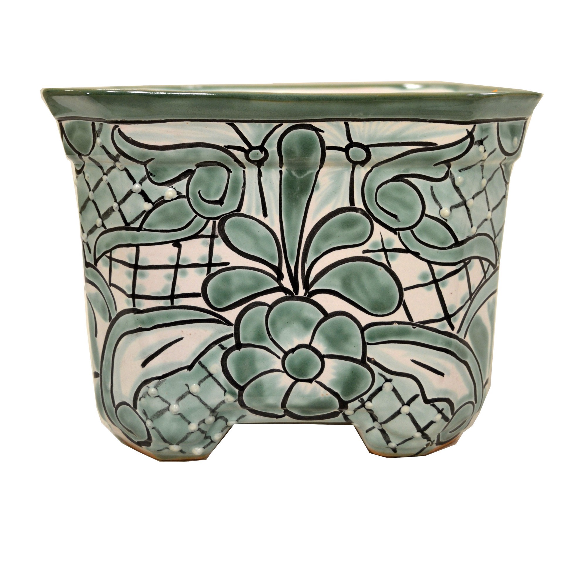 slide 1 of 1, Blue Orange Pottery Square Turquoise Planter, 1 ct