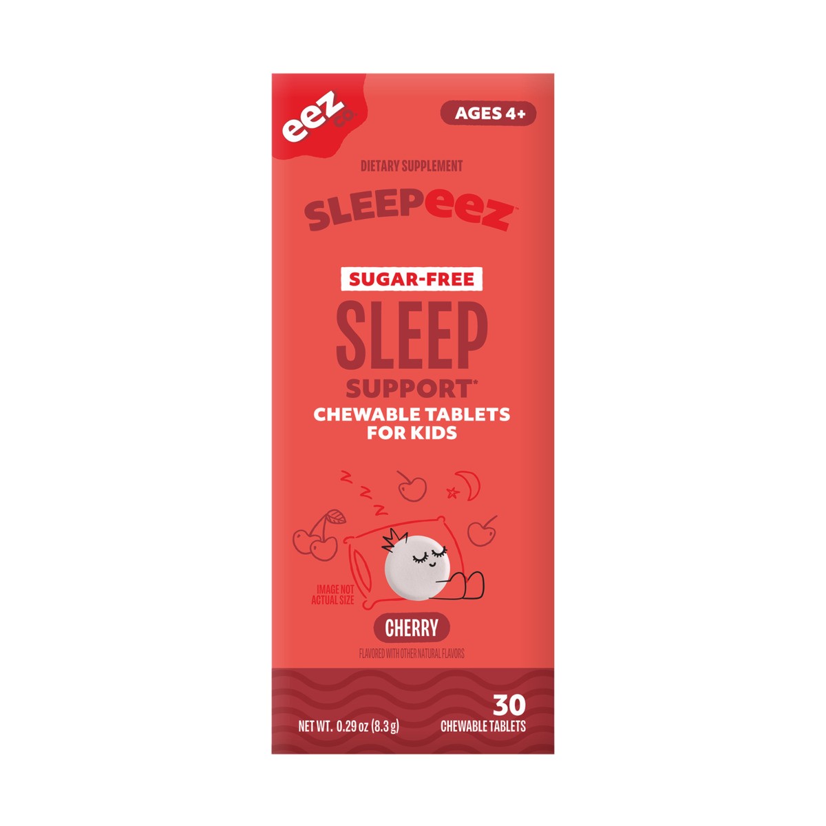 slide 1 of 4, Sleepeez, Sugar-Free Chewable Sleep Tablets for Kids with Melatonin, Cherry, 30ct, 30 ct
