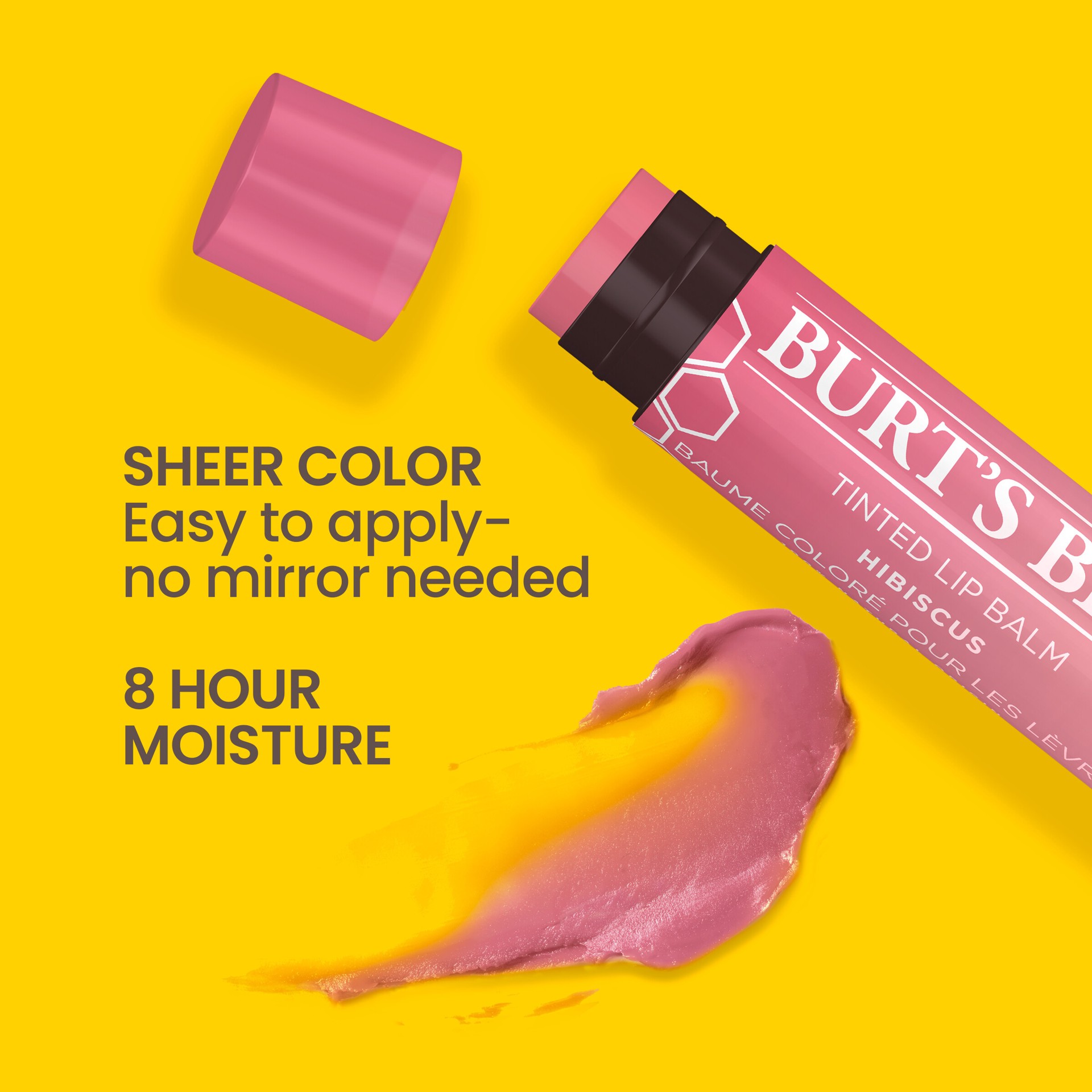 slide 3 of 5, Burt's Bees Hibiscus Tinted Lip Balm, Natural Origin Lip Care, 1 Tube, 0.15 oz., 0.15 oz