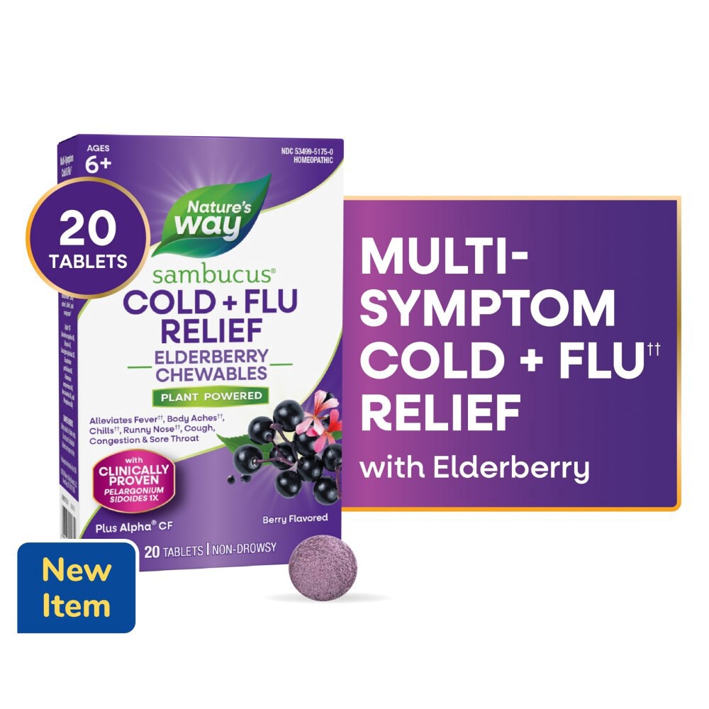 slide 6 of 6, Nature's Way Elderberry Cold Flu Relief Chew, 20 ct