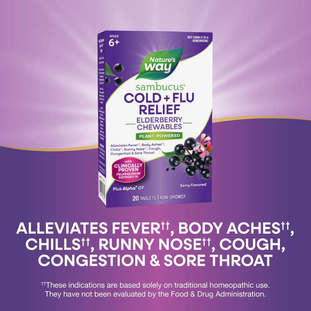 slide 5 of 6, Nature's Way Elderberry Cold Flu Relief Chew, 20 ct