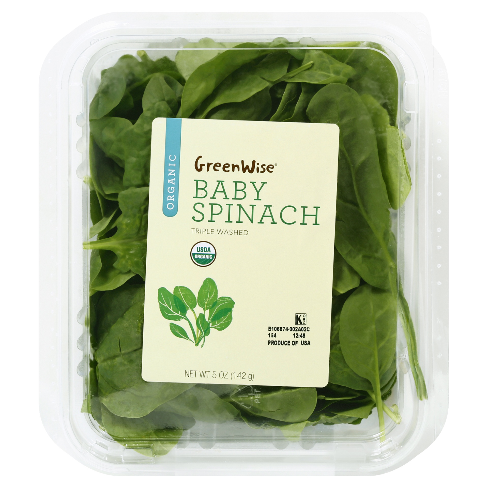 slide 1 of 1, GreenWise Organic Triple Washed Baby Spinach, 5 oz