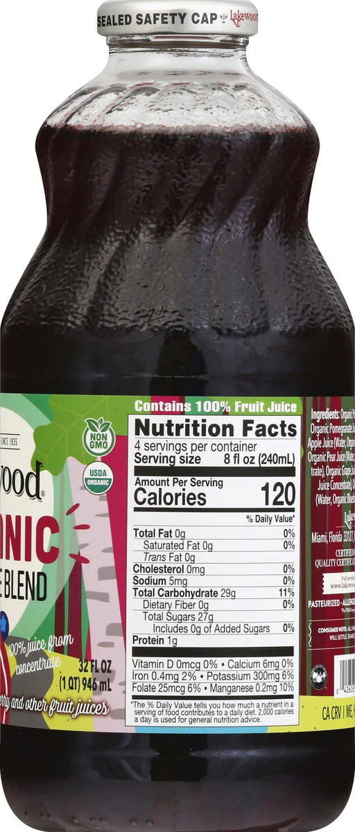 slide 6 of 7, Lakewood Organic Pomegranate Fruit Juice with Blueberry, 32 fl oz