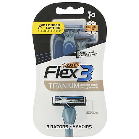 slide 1 of 1, Bic Shvr Flex 3 Men Blu 3pk - 3 CT, 3 ct