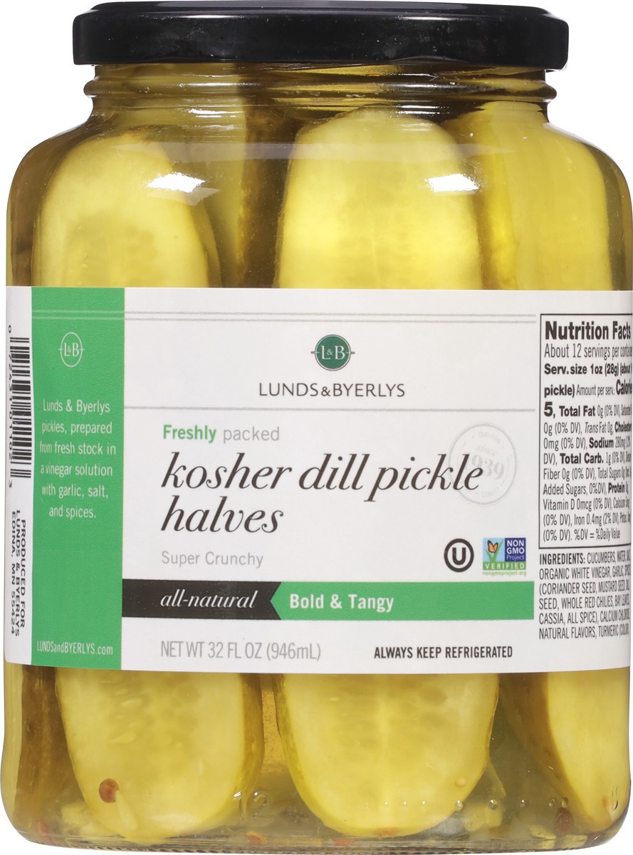 slide 3 of 7, Lunds & Byerlys Kosher Dill Pickle Halves - 32 fl oz, 32 fl oz