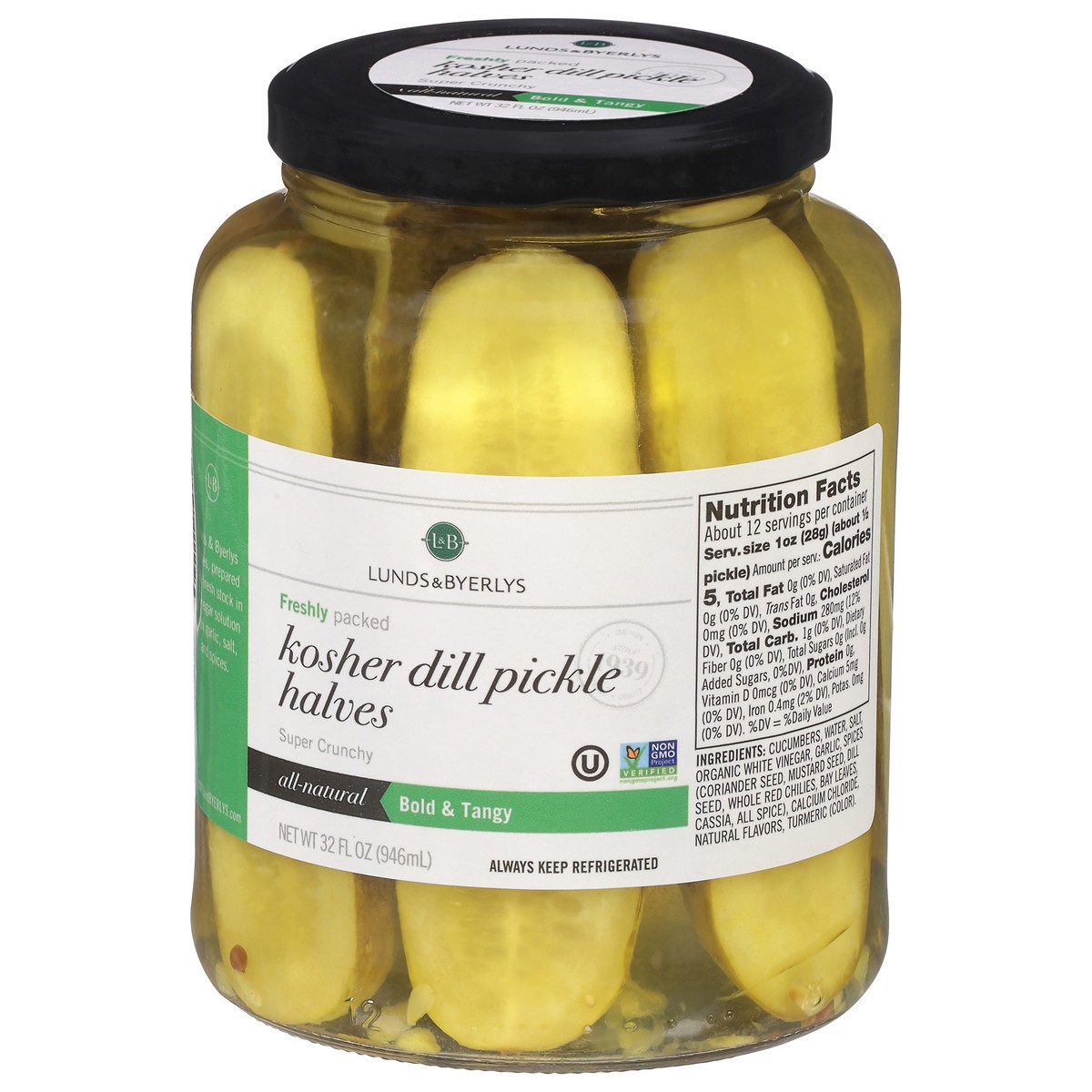 slide 6 of 7, Lunds & Byerlys Kosher Dill Pickle Halves - 32 fl oz, 32 fl oz