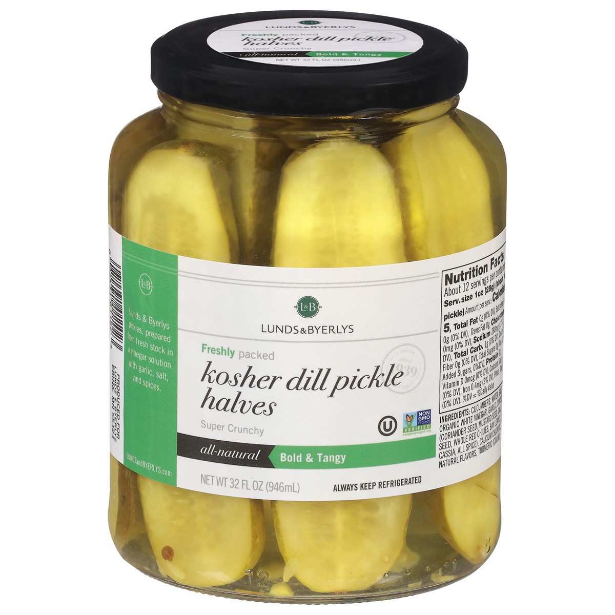 slide 1 of 7, Lunds & Byerlys Kosher Dill Pickle Halves - 32 fl oz, 32 fl oz
