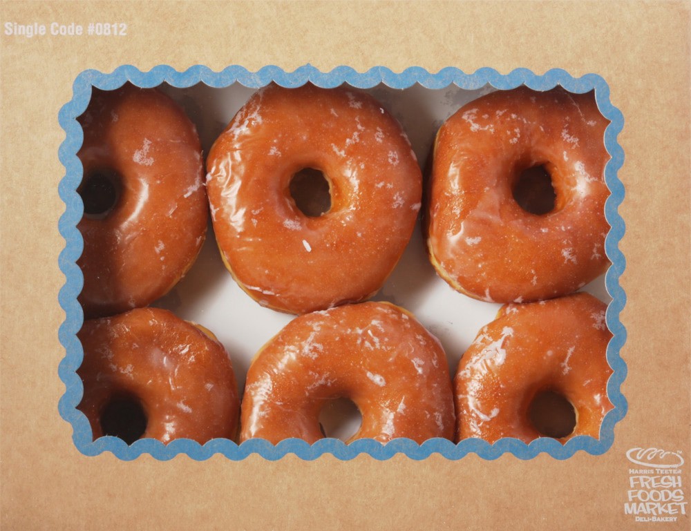 slide 1 of 4, Harris Teeter Glazed Donuts 6 ea, 6 ea