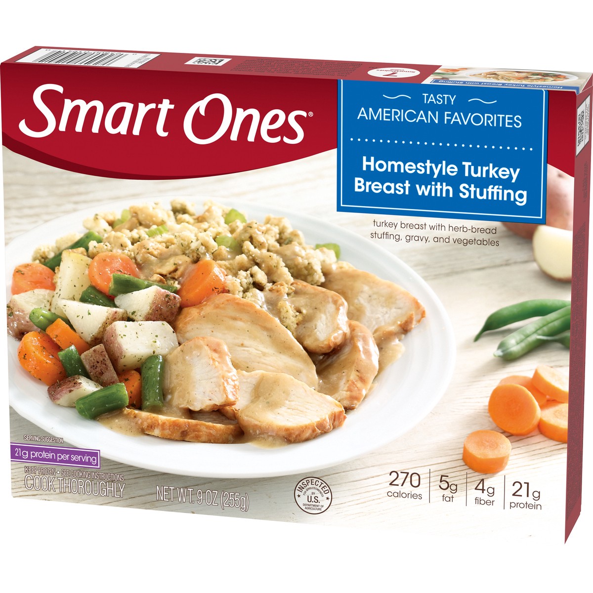 slide 12 of 14, Smart Ones Homestyle Turkey Breast with Stuffing, Gravy & Vegetables Frozen Meal, 9 oz Box, 9 oz