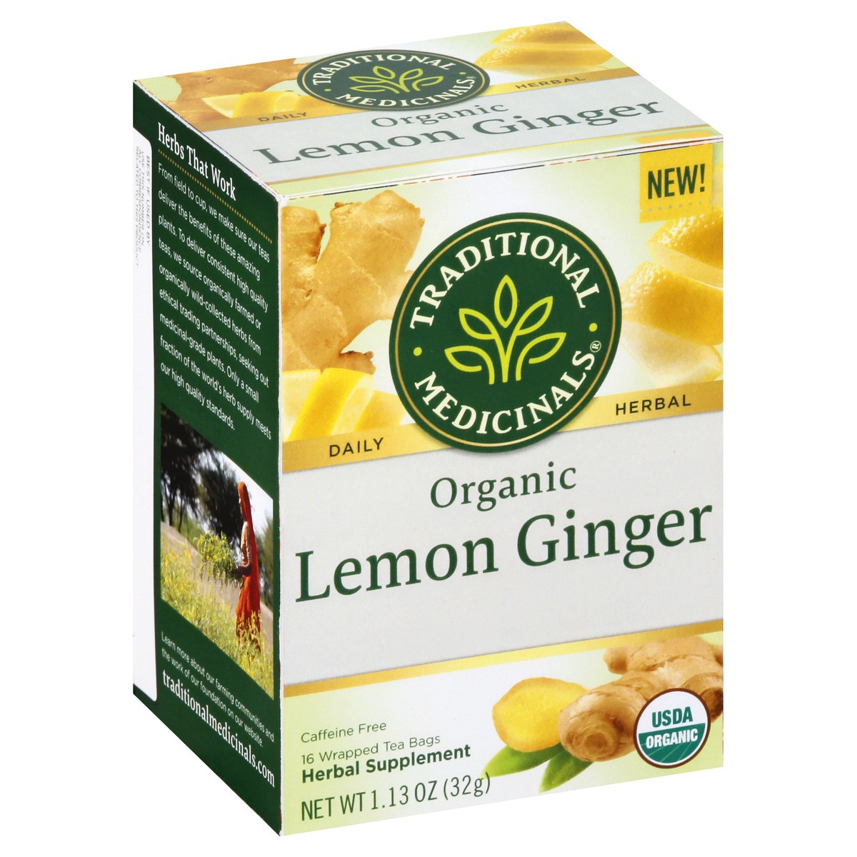 slide 6 of 9, Traditional Medicinals Organic Lemon Ginger, Caffeine Free Herbal Tea, 1 ct