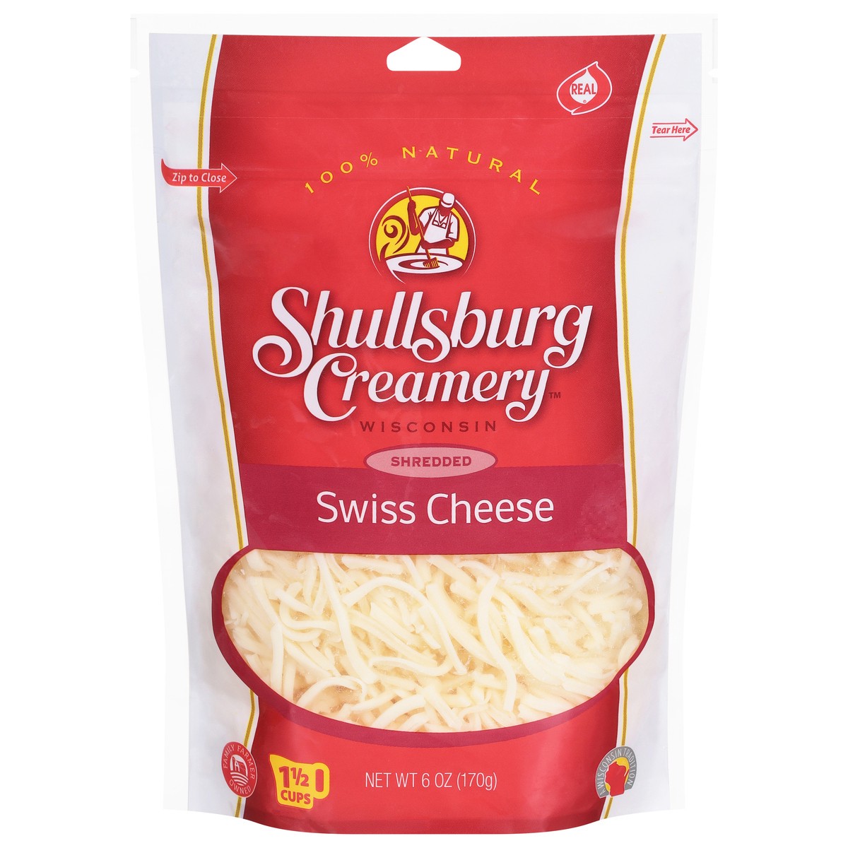 slide 3 of 4, Shullsburg Creamery Shredded Swiss Cheese, 6 oz
