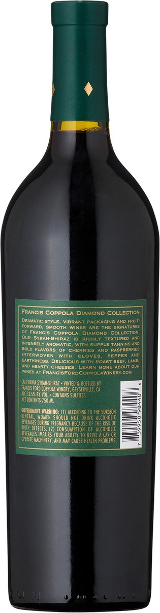 slide 3 of 6, Coppola Diamond Collection California Syrah-Shiraz 750 ml, 750 ml