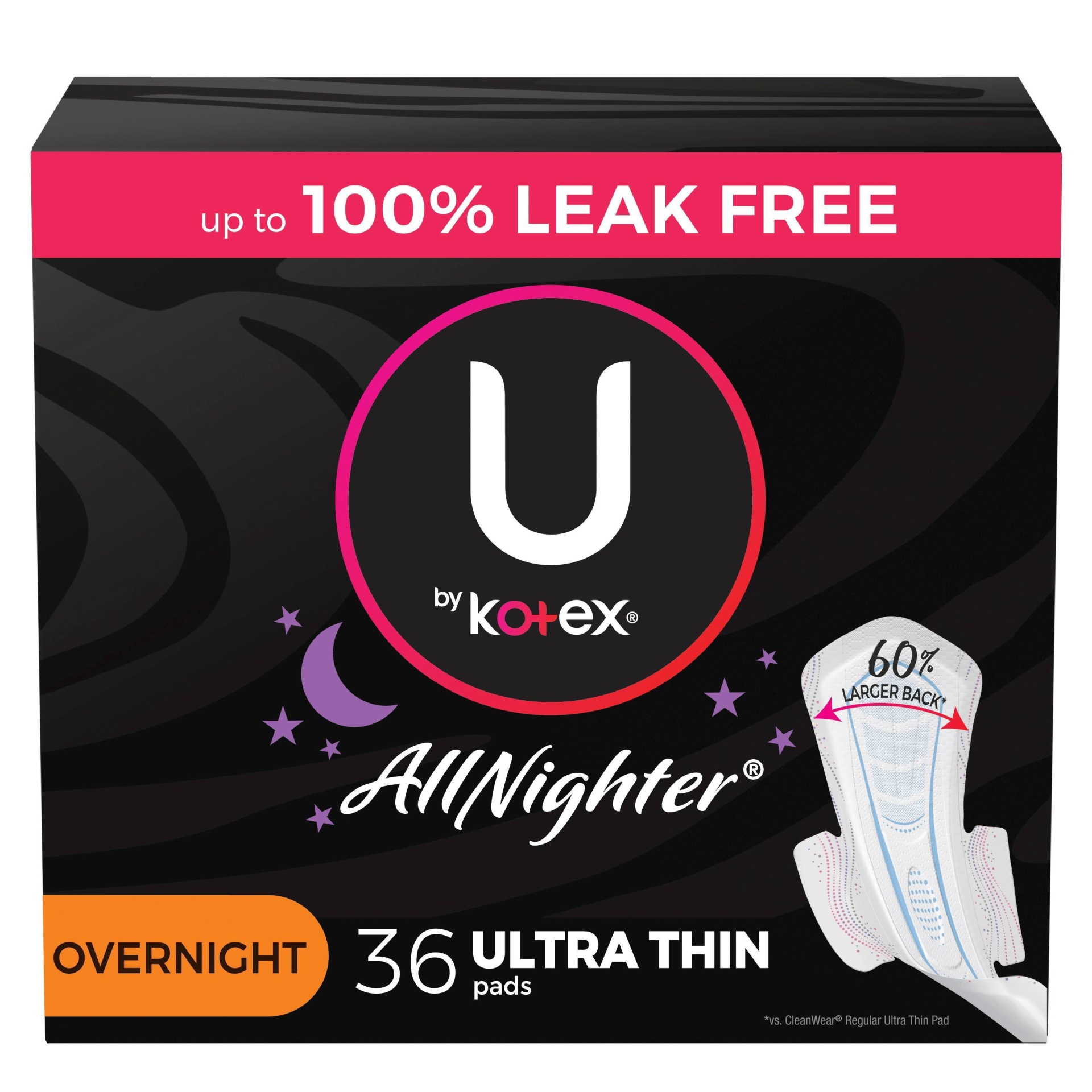slide 1 of 10, U by Kotex AllNighter Ultra Thin Overnight Fragrance Free Pads with Wings - 36ct, 40 ct