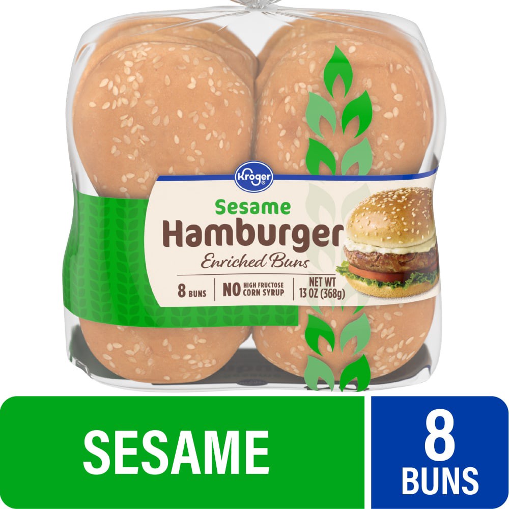 slide 1 of 5, Kroger Enriched Sesame Hamburger Buns, 8 ct; 13 oz