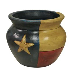 Blue Orange Pottery Texas Flag Clay Pot