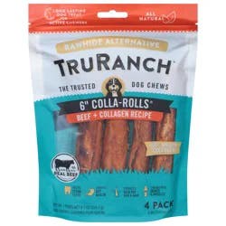 TruRanch 6 Inch Colla-Rolls Beef + Collagen Recipe Dog Chews 4 ea