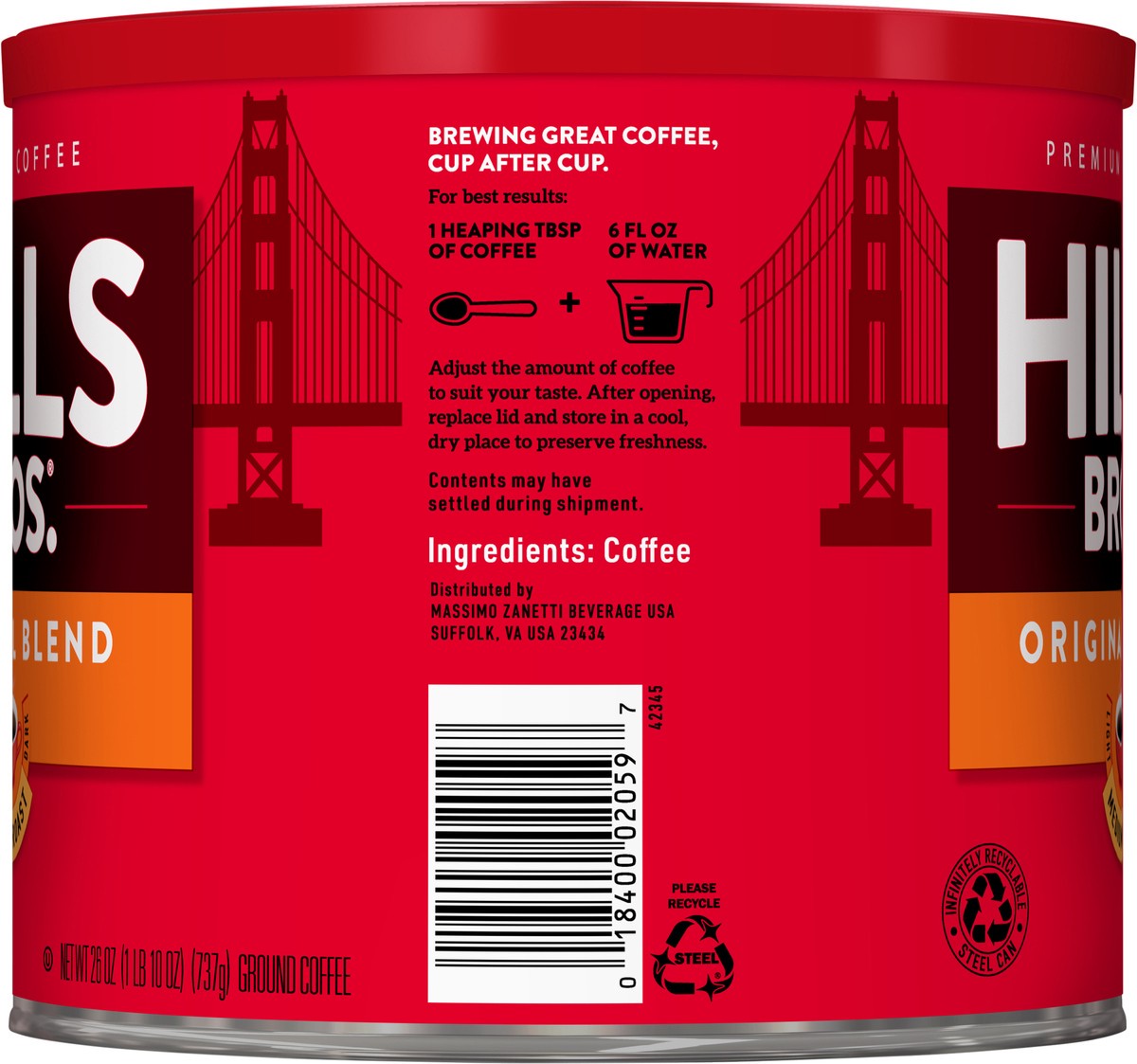 slide 4 of 7, Hills Bros. Hills Brothers Original Blend Ground Coffee - 26 oz, 26 oz