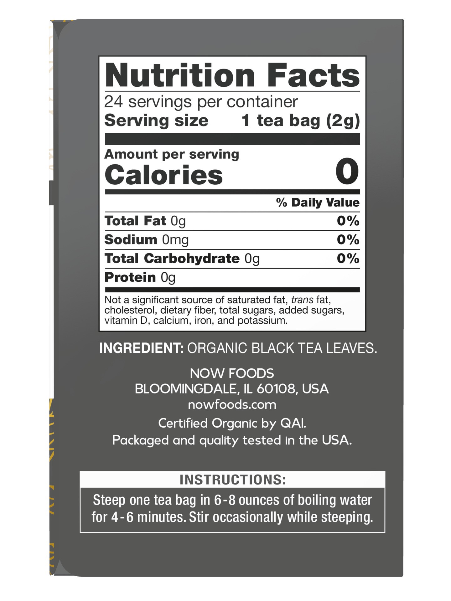 slide 3 of 4, NOW Natural Foods Black Tea, Organic - 24 Tea Bags, 24 ct