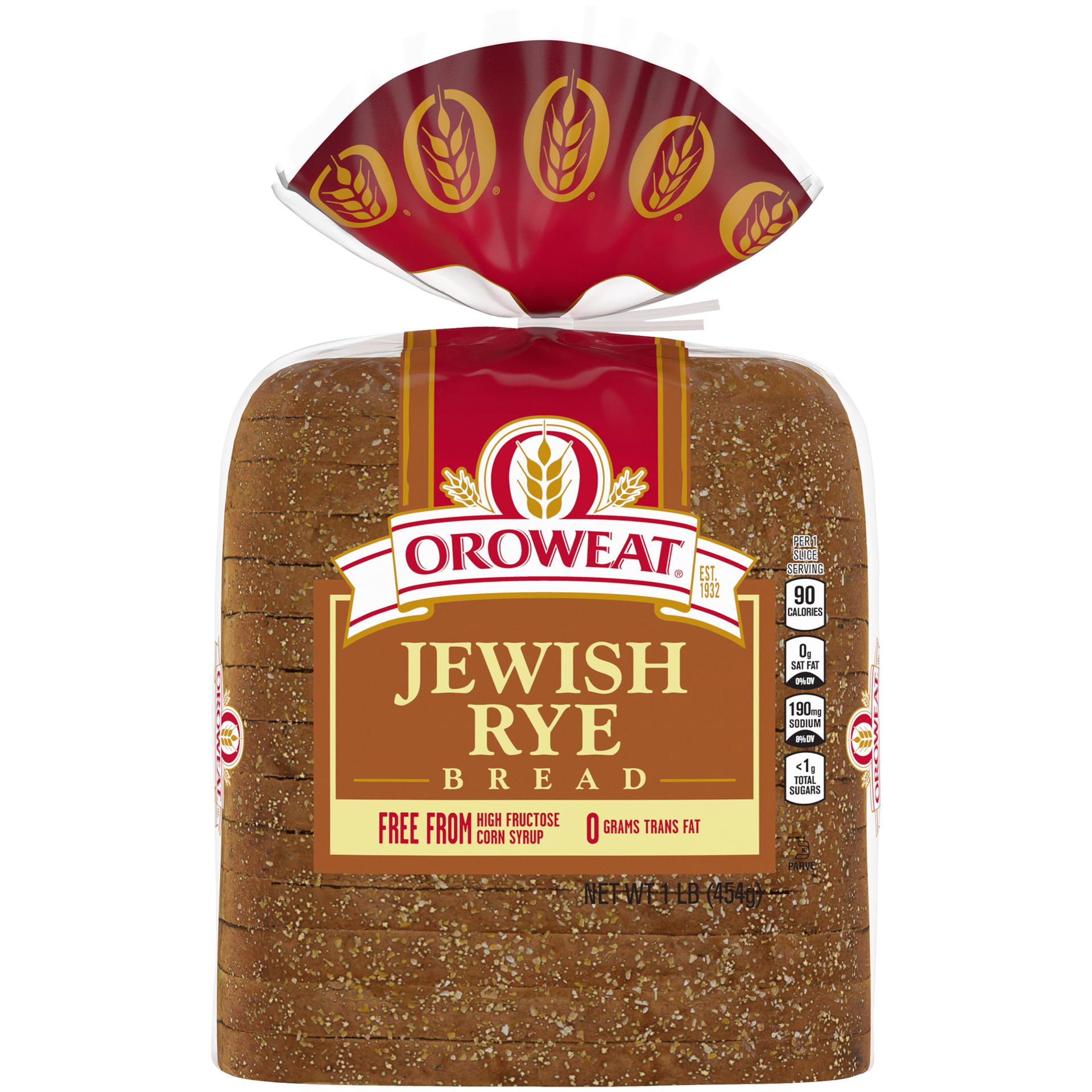 slide 6 of 6, Oroweat Jewish Rye Bread, 16 oz, Plain Rye Bread, Bag, 16 oz