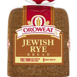 Oroweat Jewish Rye Bread, 16 oz, Plain Rye Bread, Bag