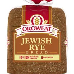 Oroweat Jewish Rye Bread, 16 oz, Plain Rye Bread, Bag