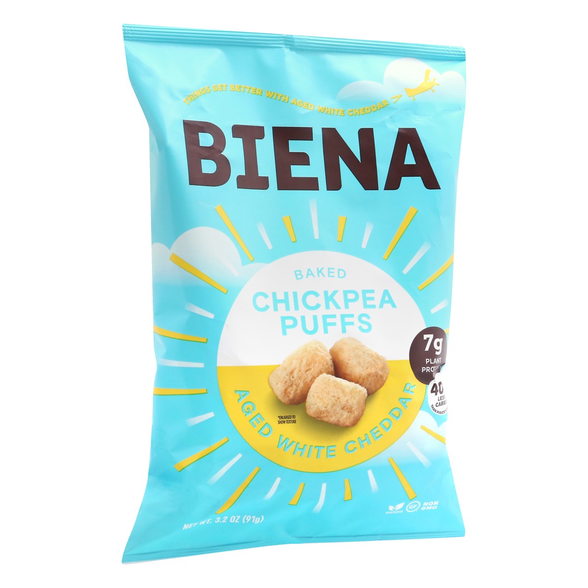 slide 11 of 13, Biena Baked Aged White Cheddar Chickpea Puffs 3.2 oz, 3.2 oz