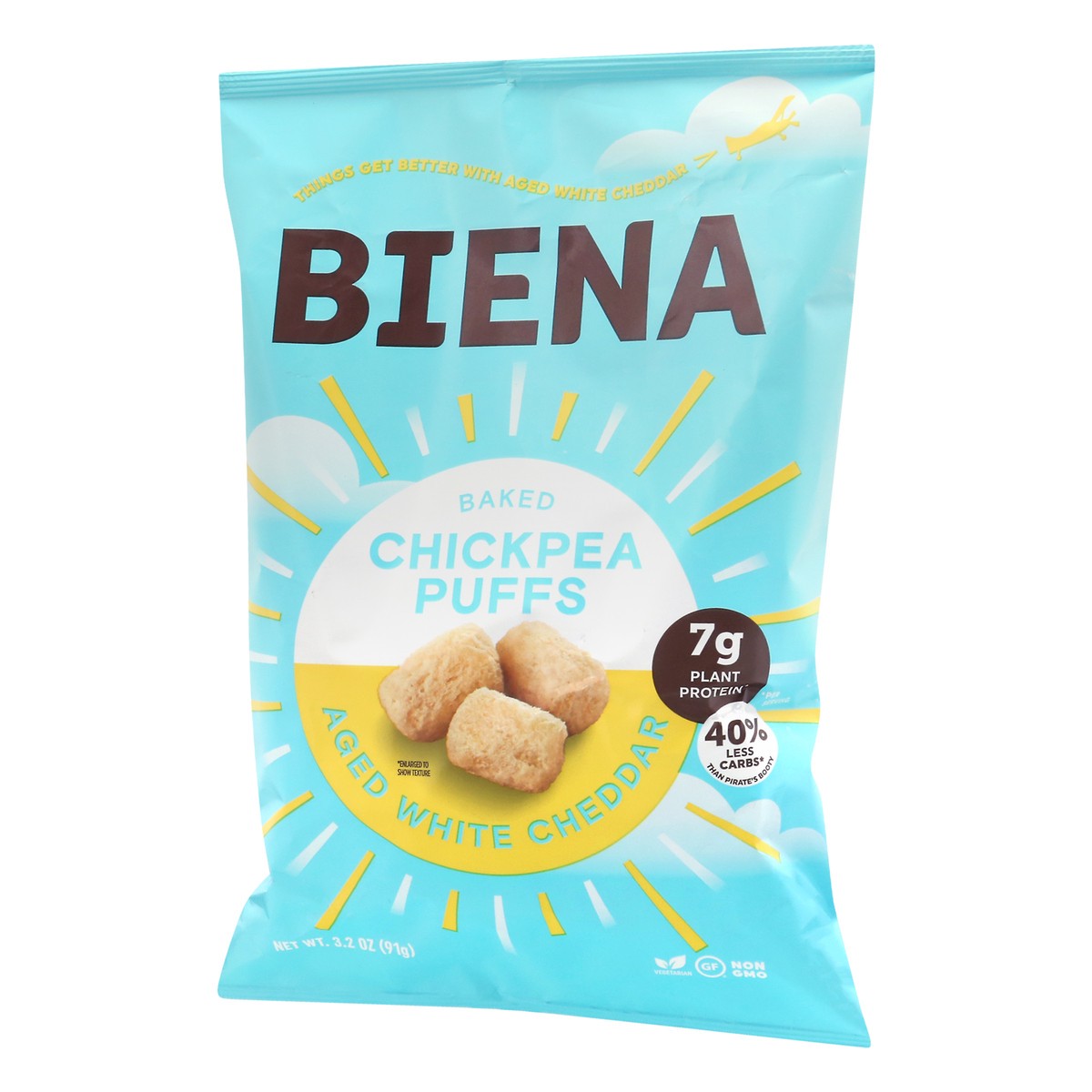 slide 5 of 13, Biena Baked Aged White Cheddar Chickpea Puffs 3.2 oz, 3.2 oz