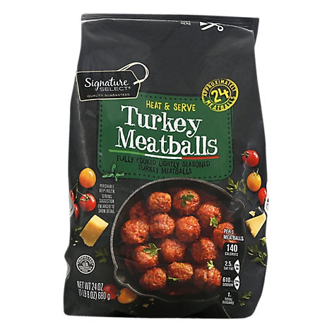 slide 1 of 1, Signature Kitchens Meatballs Turkey, 24 oz