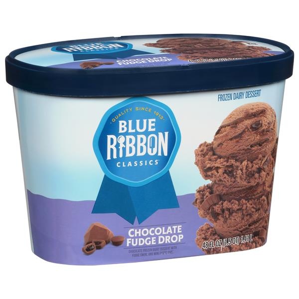 slide 1 of 1, Blue Ribbon Classics Chocolate Fudge Drop Frozen Dairy Dessert, 48 fl oz