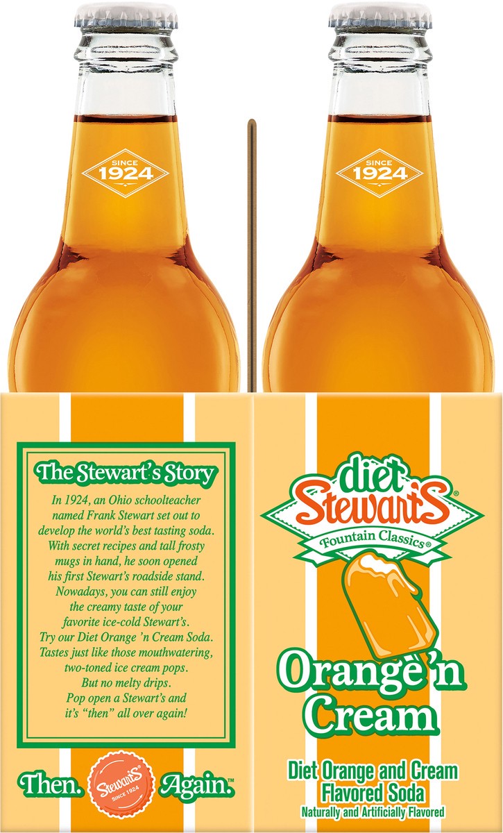 slide 3 of 11, Diet Stewart's Orange 'n Cream Soda, 12 fl oz glass bottles, 4 pack, 4 ct; 12 oz