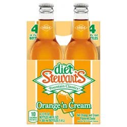 Diet Stewart's Orange 'n Cream Soda, 12 fl oz glass bottles, 4 pack