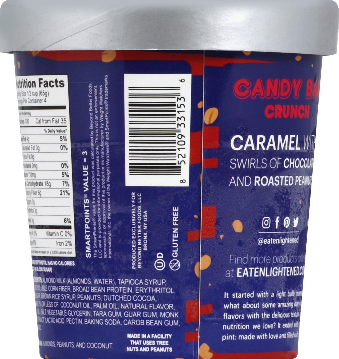 slide 6 of 6, Enlightened Dairy-Free Candy Bar Crunch Ice Cream, 16 fl oz