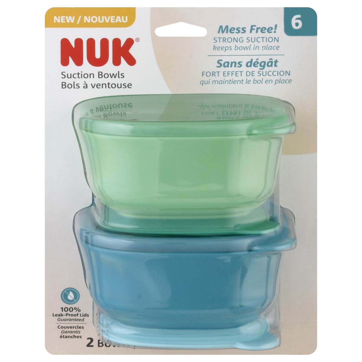 slide 1 of 9, Nuk Suction Bowl & Lids, 2 ct