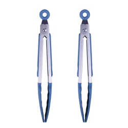 Grand Gourmet Mini Silicone Tong set, Blue, 2 pieces